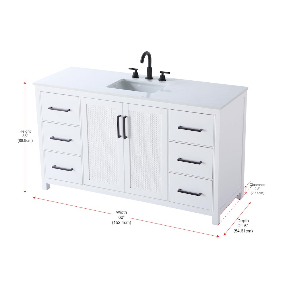 60 Inch Single Bathroom Vanity In White. Picture 13