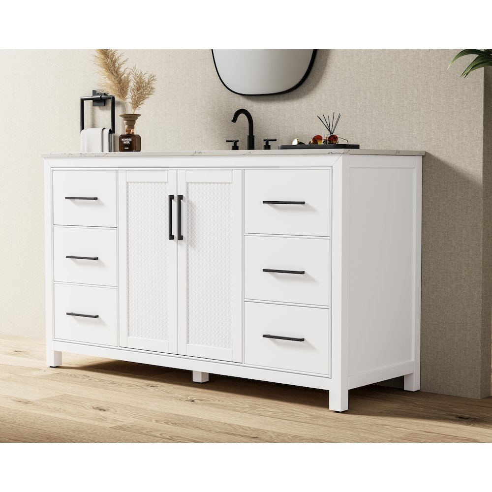 60 Inch Single Bathroom Vanity In White. Picture 3