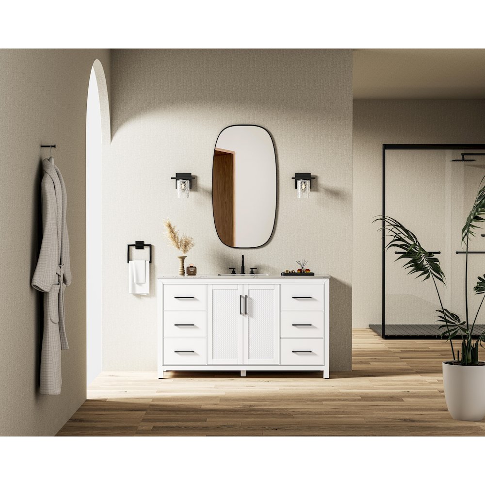 60 Inch Single Bathroom Vanity In White. Picture 4