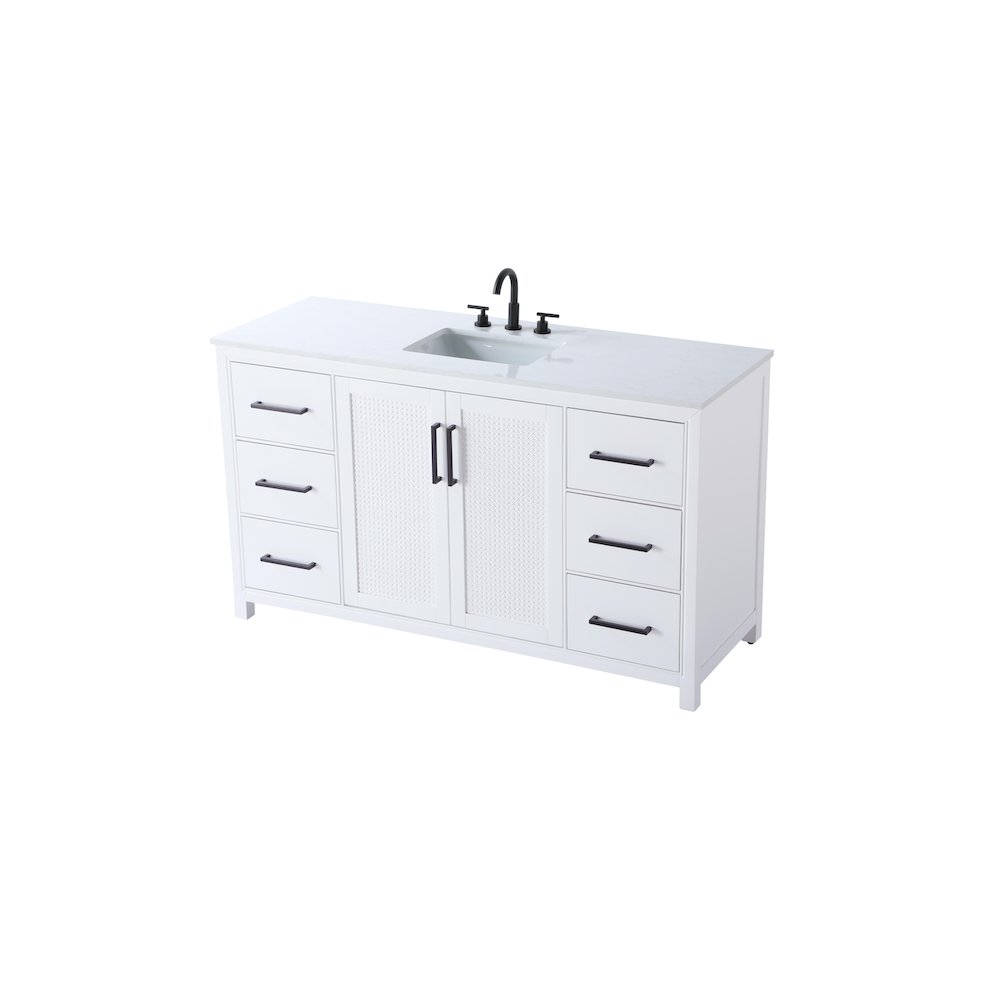 60 Inch Single Bathroom Vanity In White. Picture 6