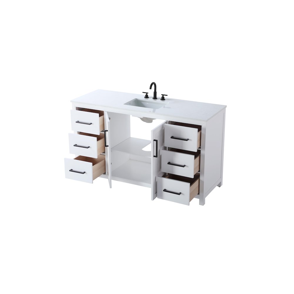 60 Inch Single Bathroom Vanity In White. Picture 7