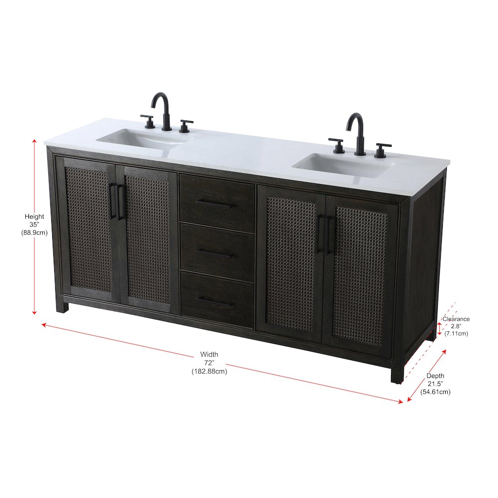72 Inch Double Bathroom Vanity In Chocolate Oak. Picture 13