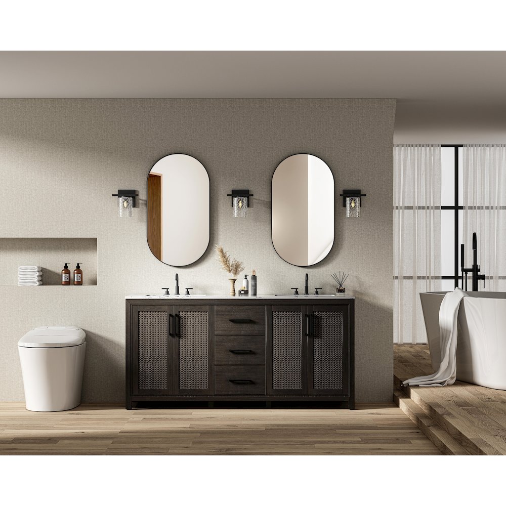 72 Inch Double Bathroom Vanity In Chocolate Oak. Picture 4