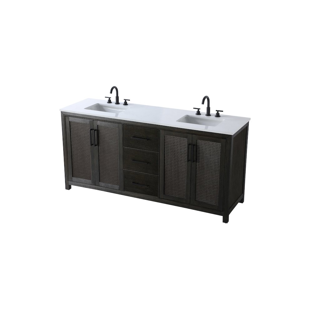 72 Inch Double Bathroom Vanity In Chocolate Oak. Picture 6