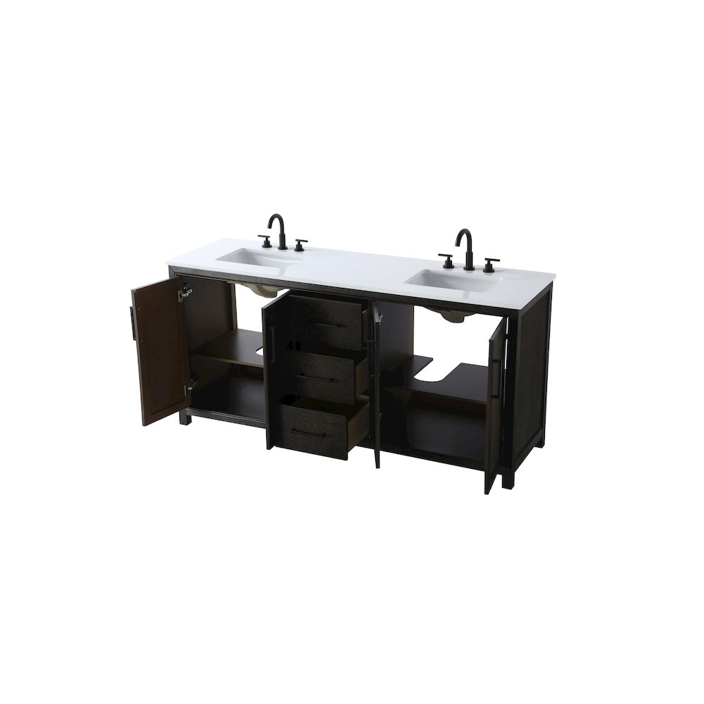 72 Inch Double Bathroom Vanity In Chocolate Oak. Picture 7