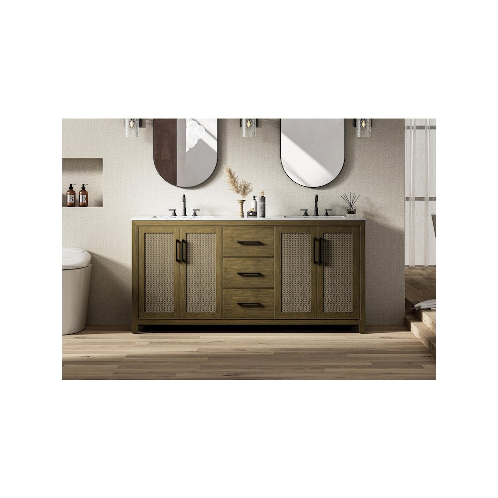 72  Inch Double Bathroom Vanity In Hazel Oak. Picture 2