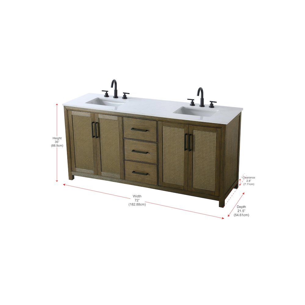 72  Inch Double Bathroom Vanity In Hazel Oak. Picture 13