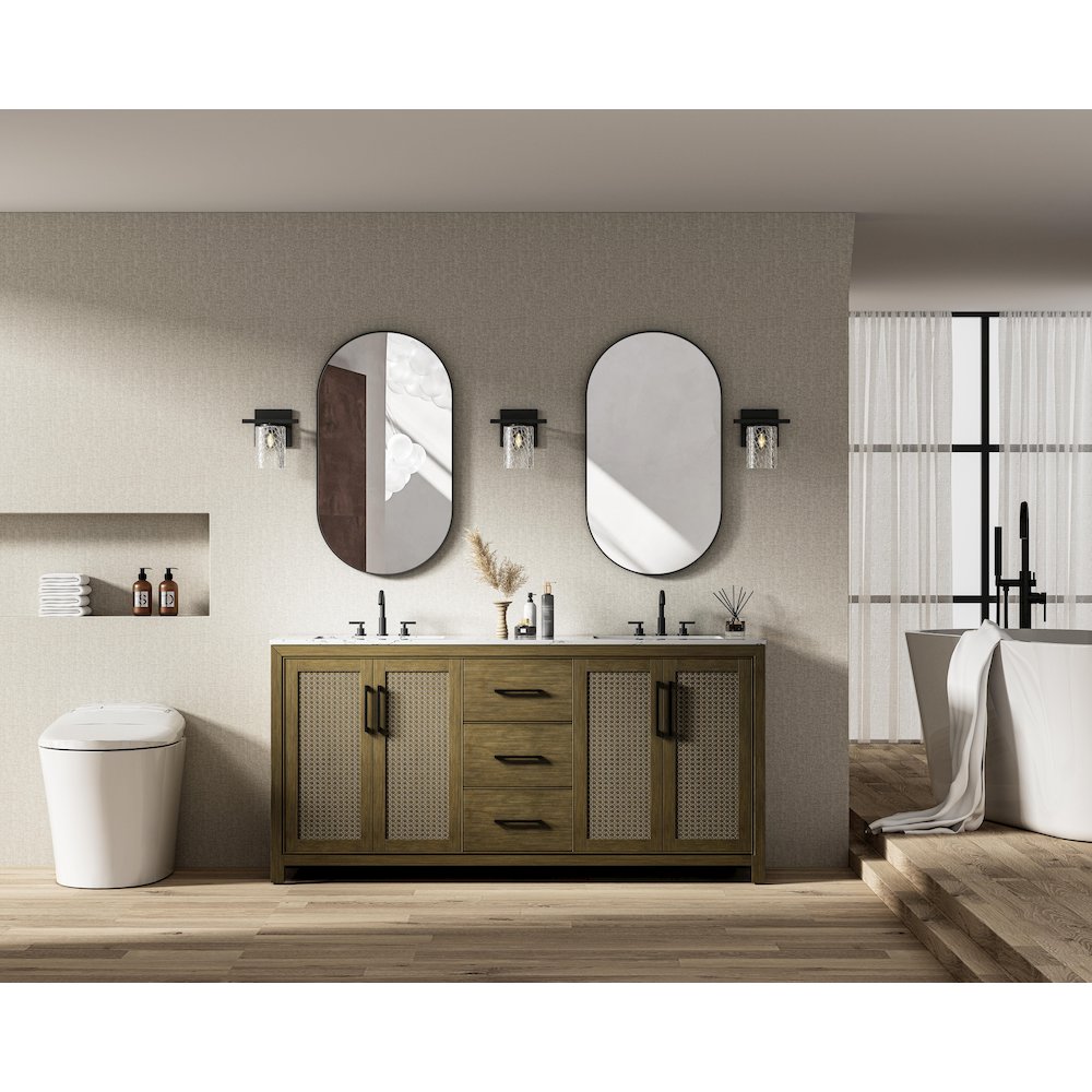 72  Inch Double Bathroom Vanity In Hazel Oak. Picture 4