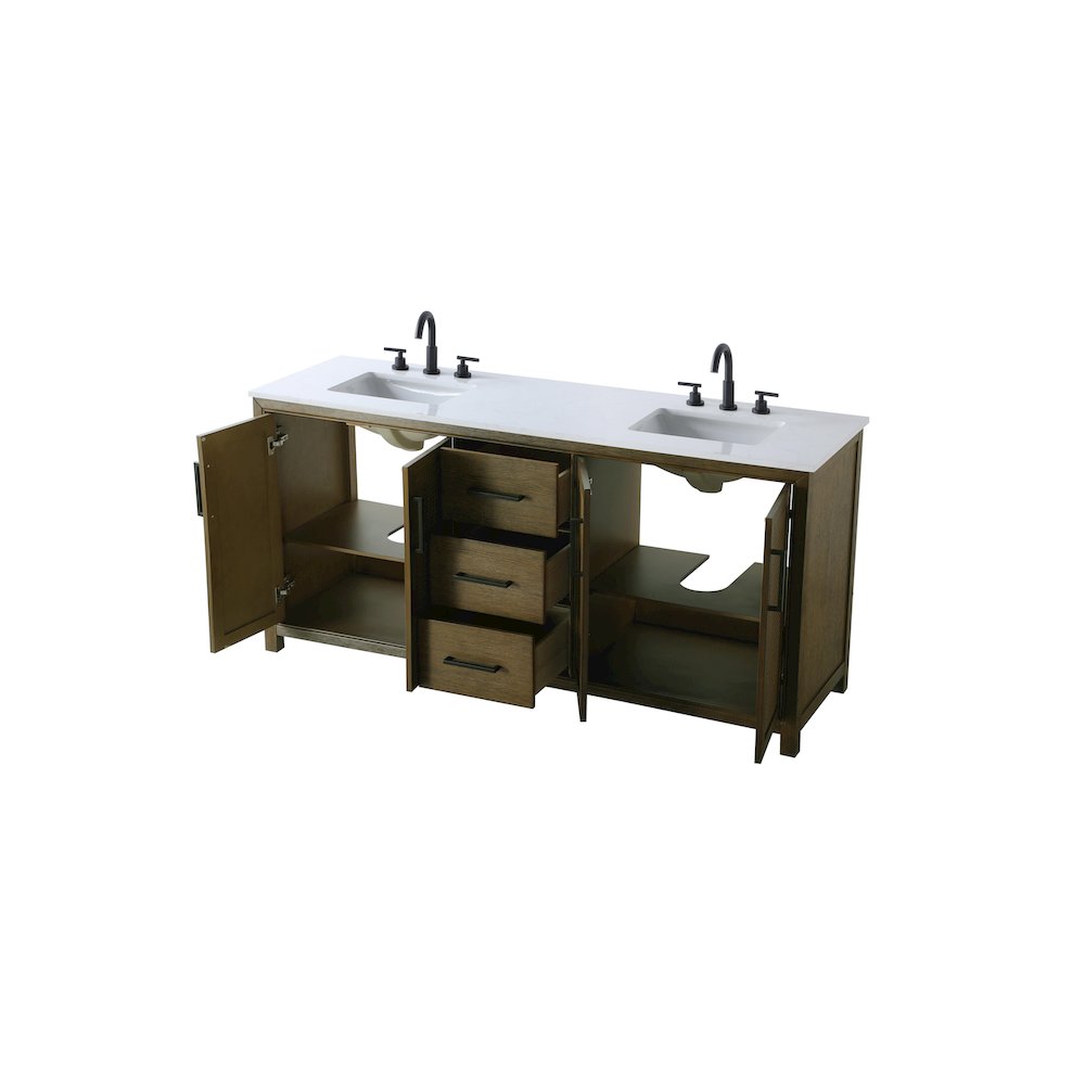 72  Inch Double Bathroom Vanity In Hazel Oak. Picture 7