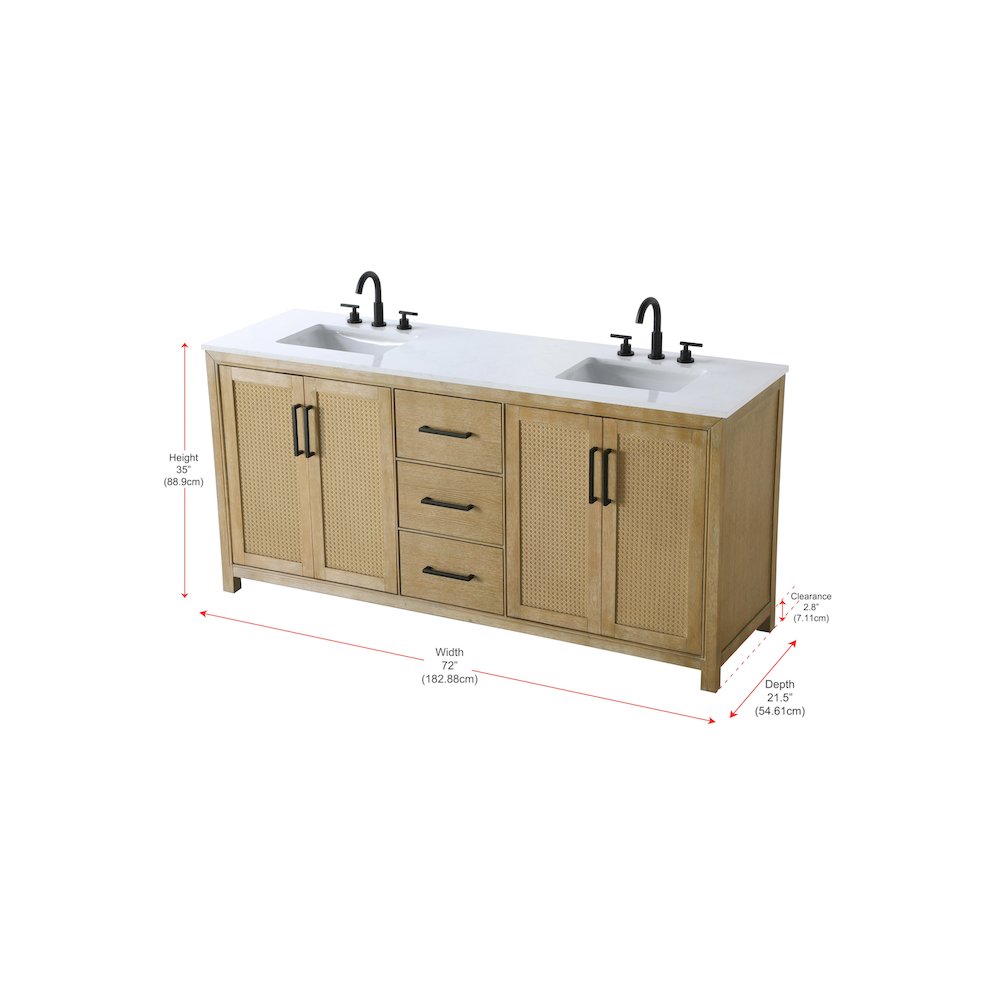72  Inch Double Bathroom Vanity In Linen Oak. Picture 13