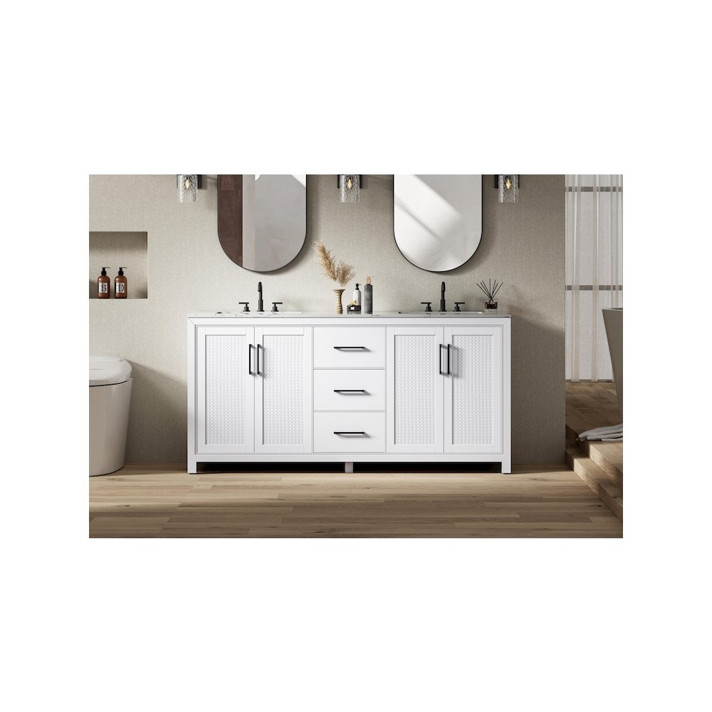 72 Inch Double Bathroom Vanity In White. Picture 2