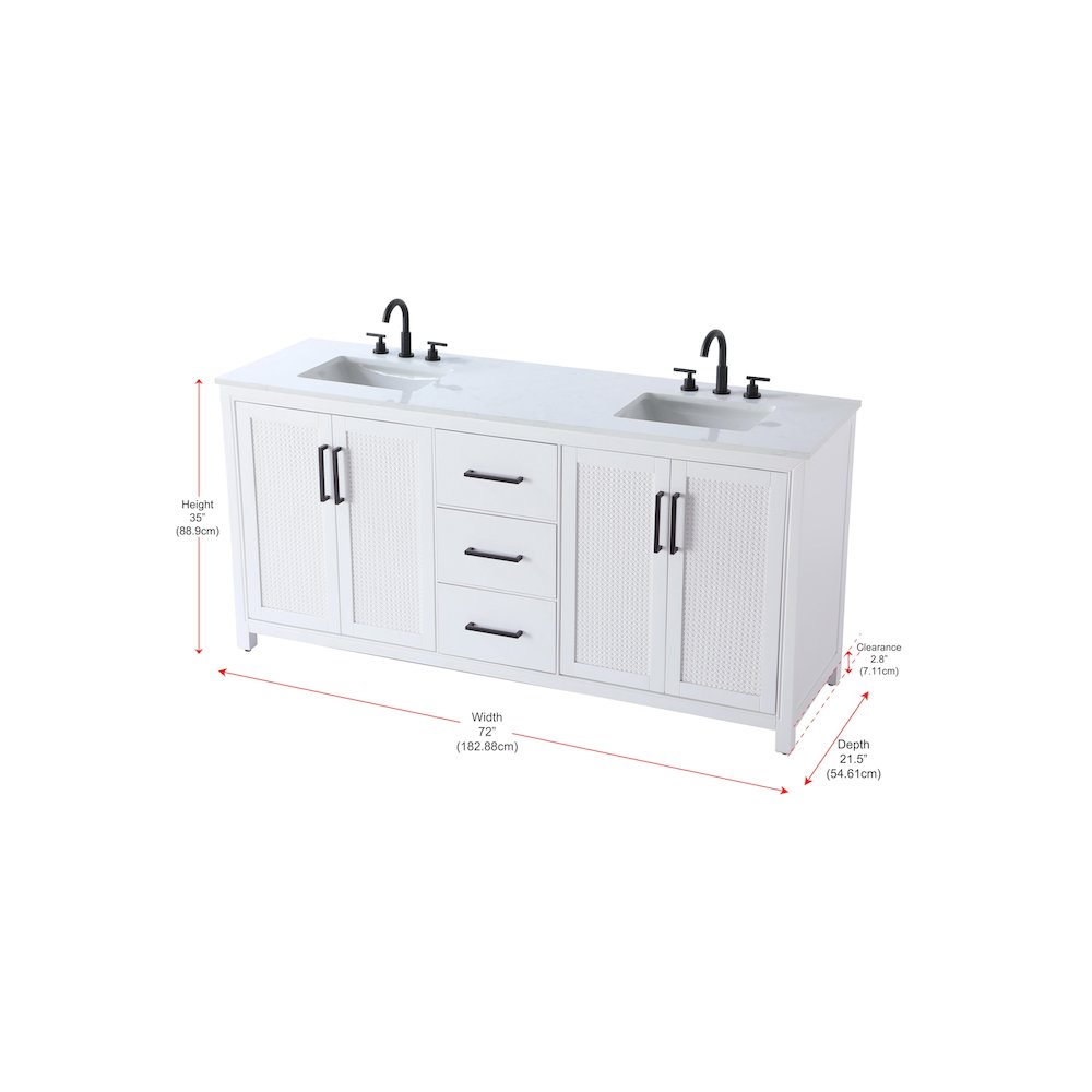 72 Inch Double Bathroom Vanity In White. Picture 13