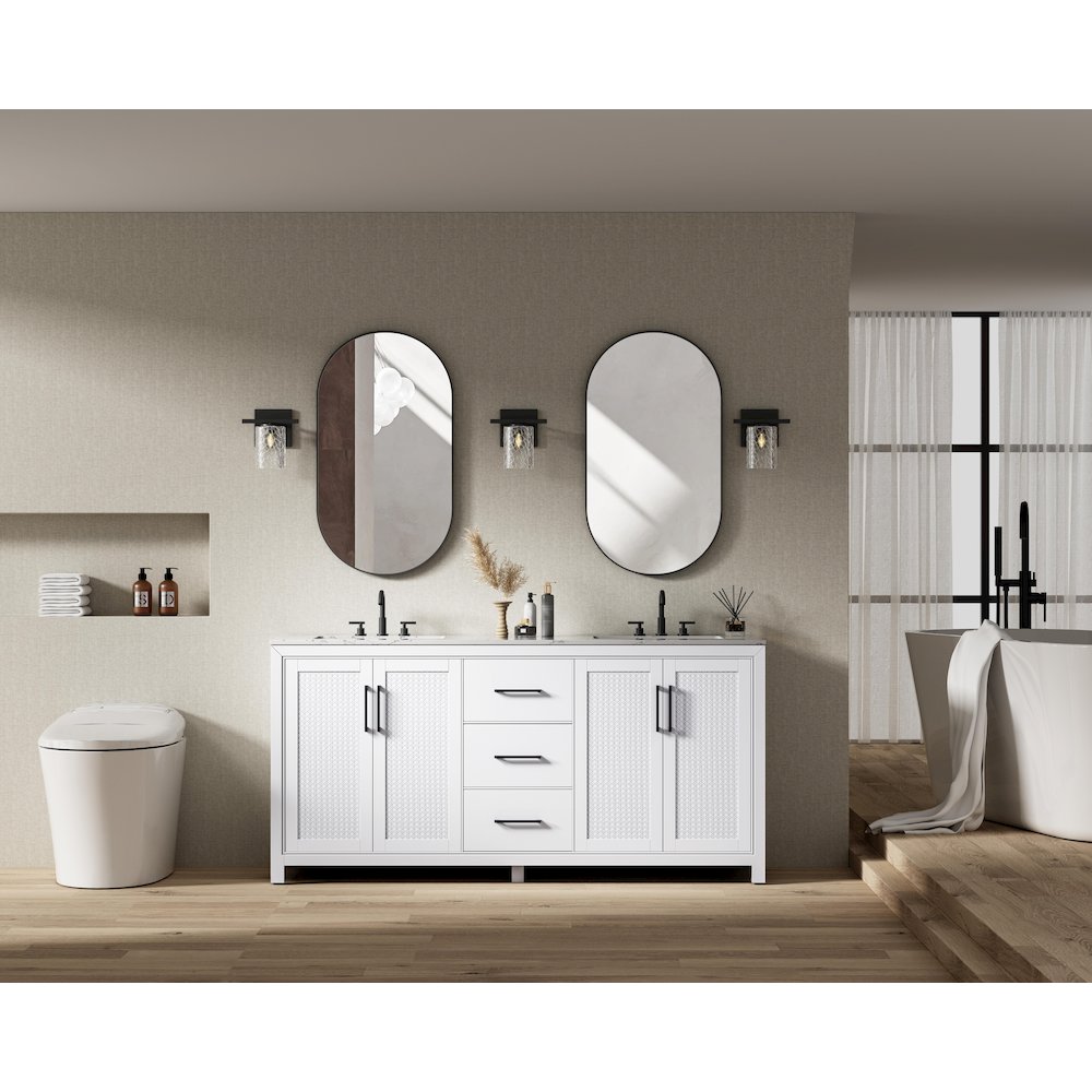72 Inch Double Bathroom Vanity In White. Picture 4