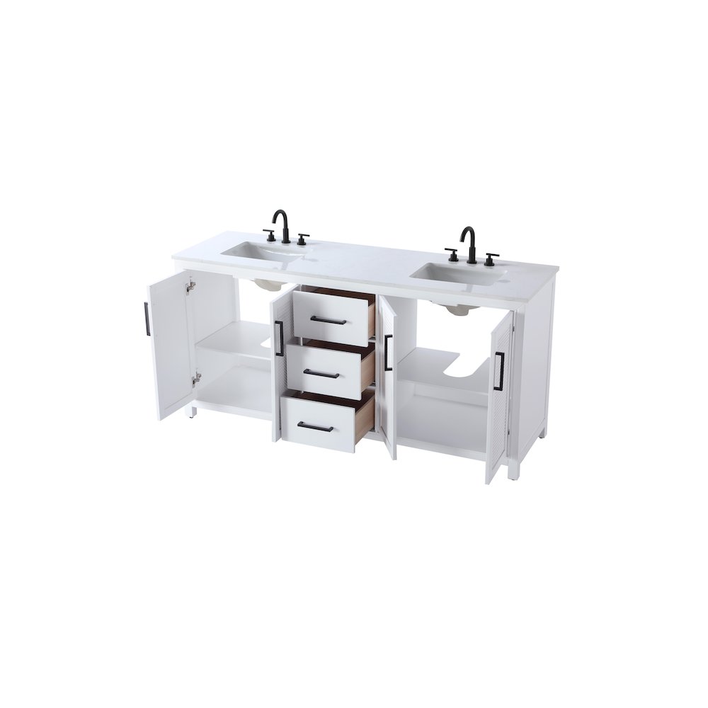 72 Inch Double Bathroom Vanity In White. Picture 7