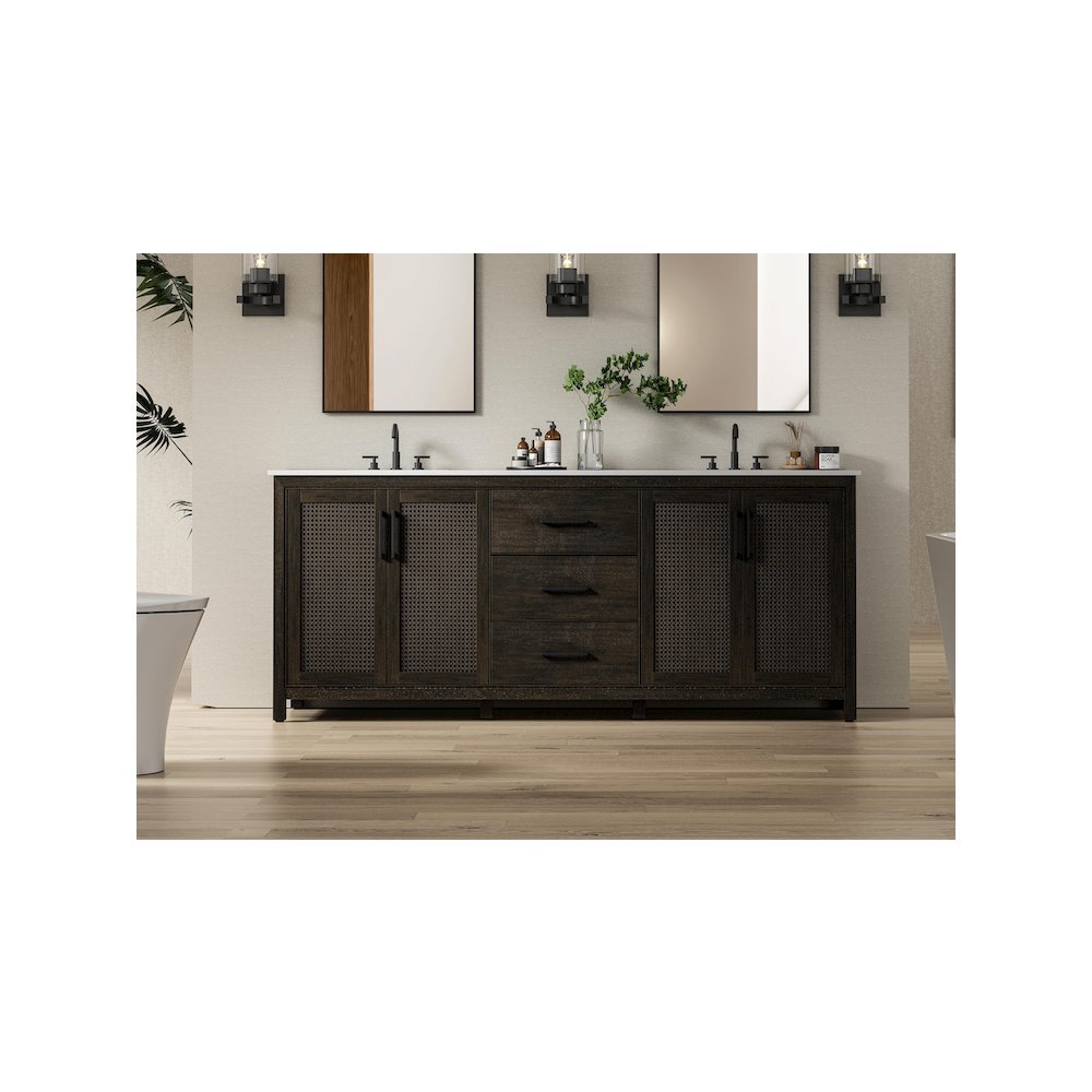 84 Inch Double Bathroom Vanity In Chocolate Oak. Picture 2