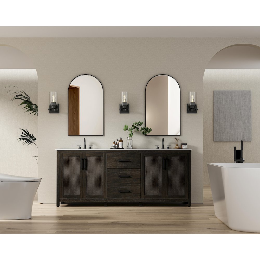 84 Inch Double Bathroom Vanity In Chocolate Oak. Picture 4