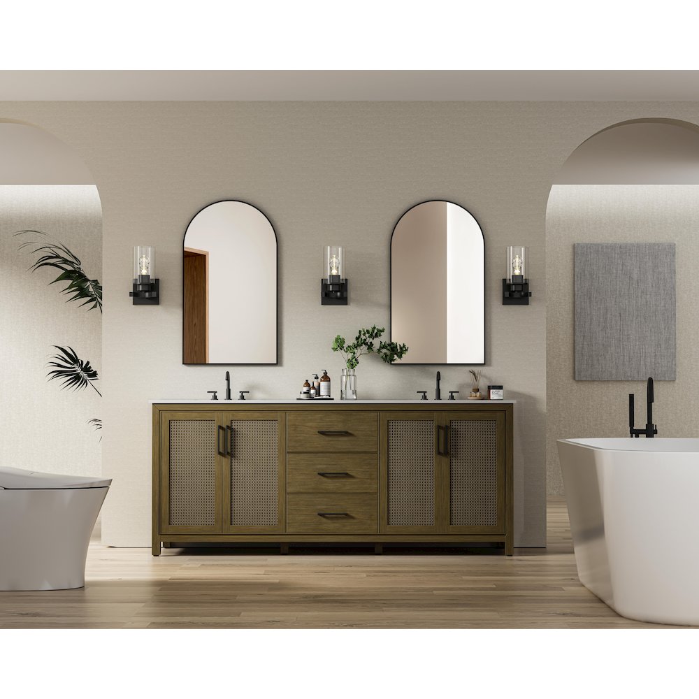 84 Inch Double Bathroom Vanity In Hazel Oak. Picture 2