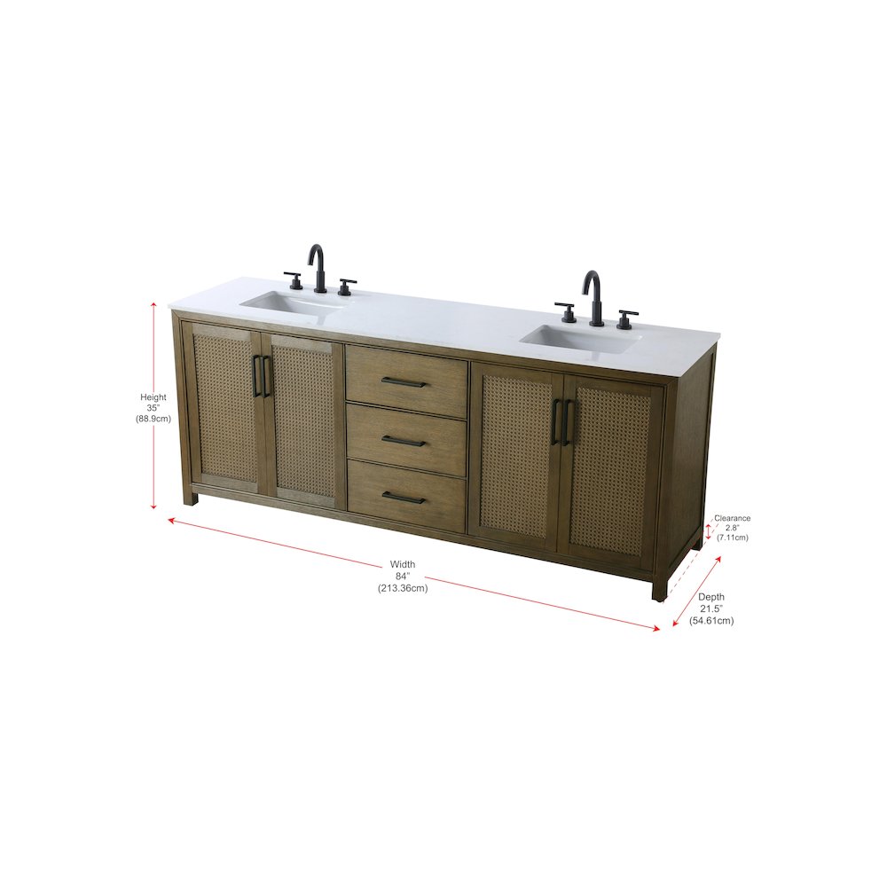 84 Inch Double Bathroom Vanity In Hazel Oak. Picture 13