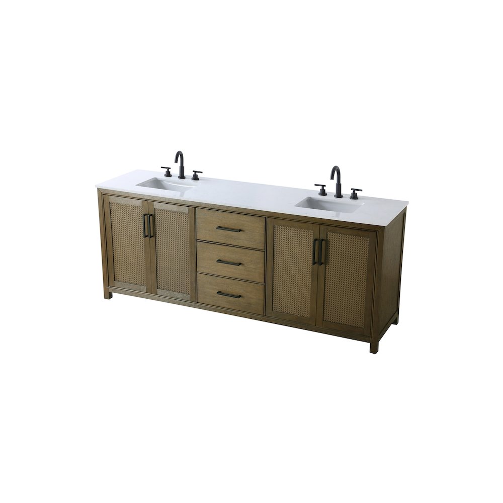 84 Inch Double Bathroom Vanity In Hazel Oak. Picture 6