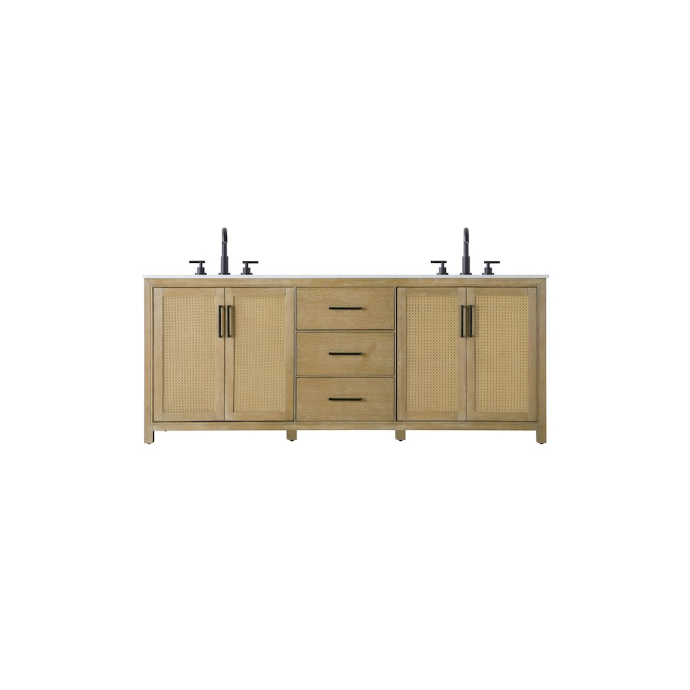 84 Inch Double Bathroom Vanity In Linen Oak. Picture 1