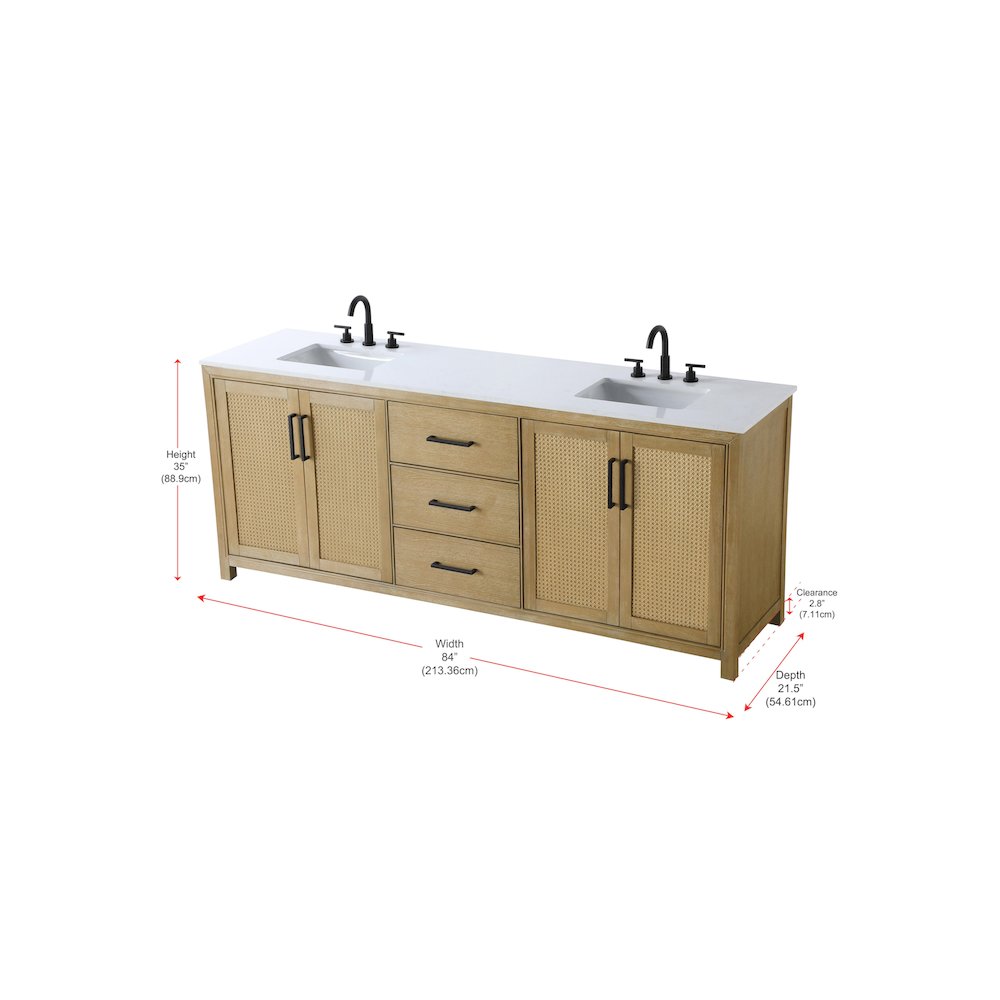 84 Inch Double Bathroom Vanity In Linen Oak. Picture 13