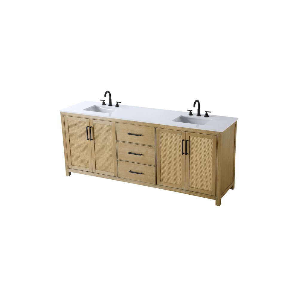 84 Inch Double Bathroom Vanity In Linen Oak. Picture 6