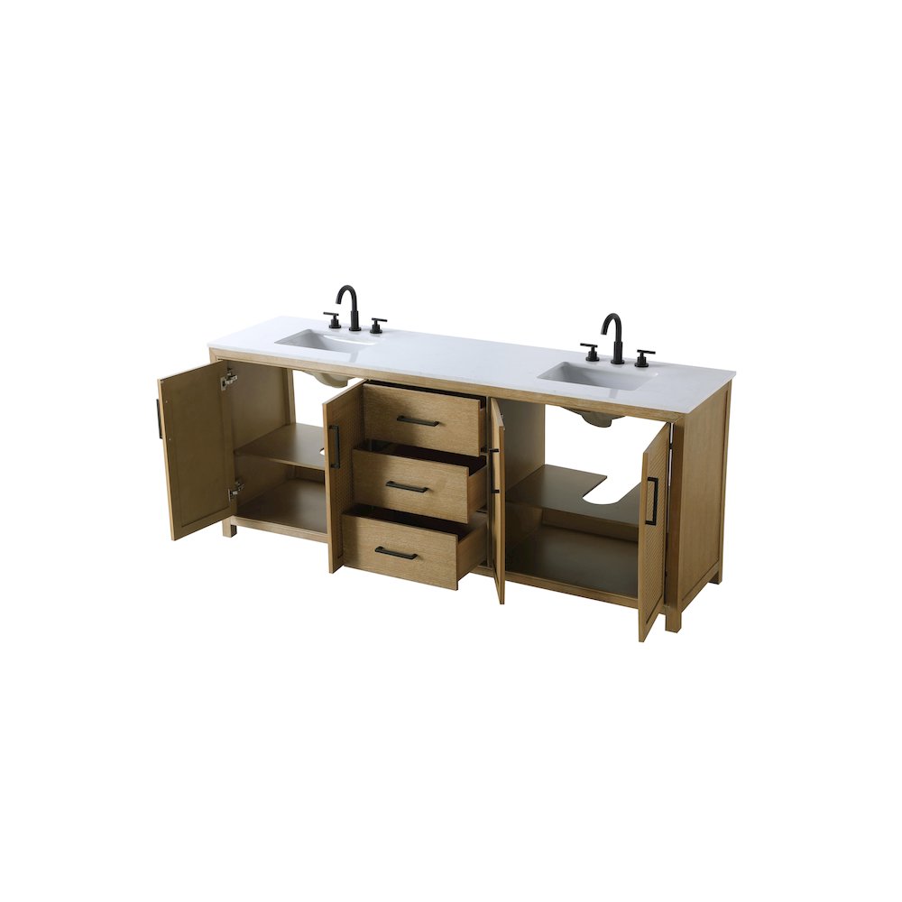 84 Inch Double Bathroom Vanity In Linen Oak. Picture 7