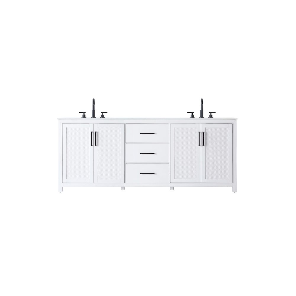 84 Inch Double Bathroom Vanity In White. Picture 1