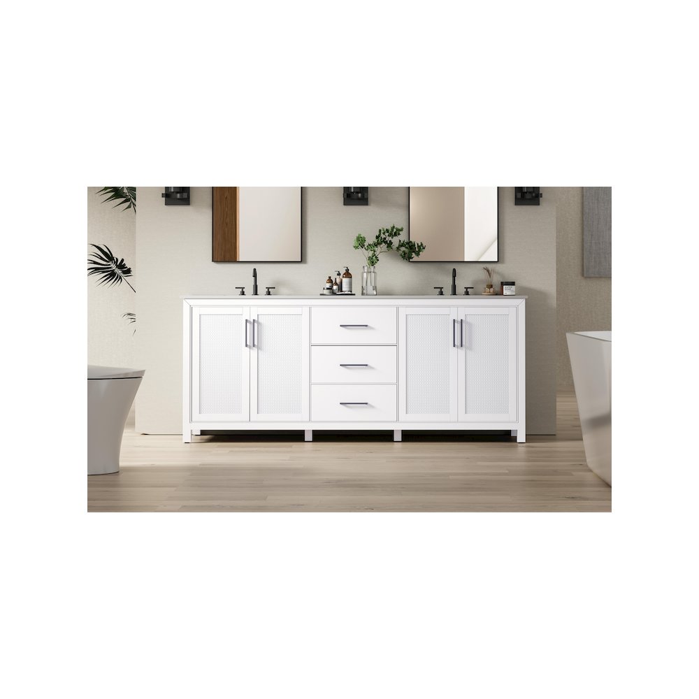 84 Inch Double Bathroom Vanity In White. Picture 2