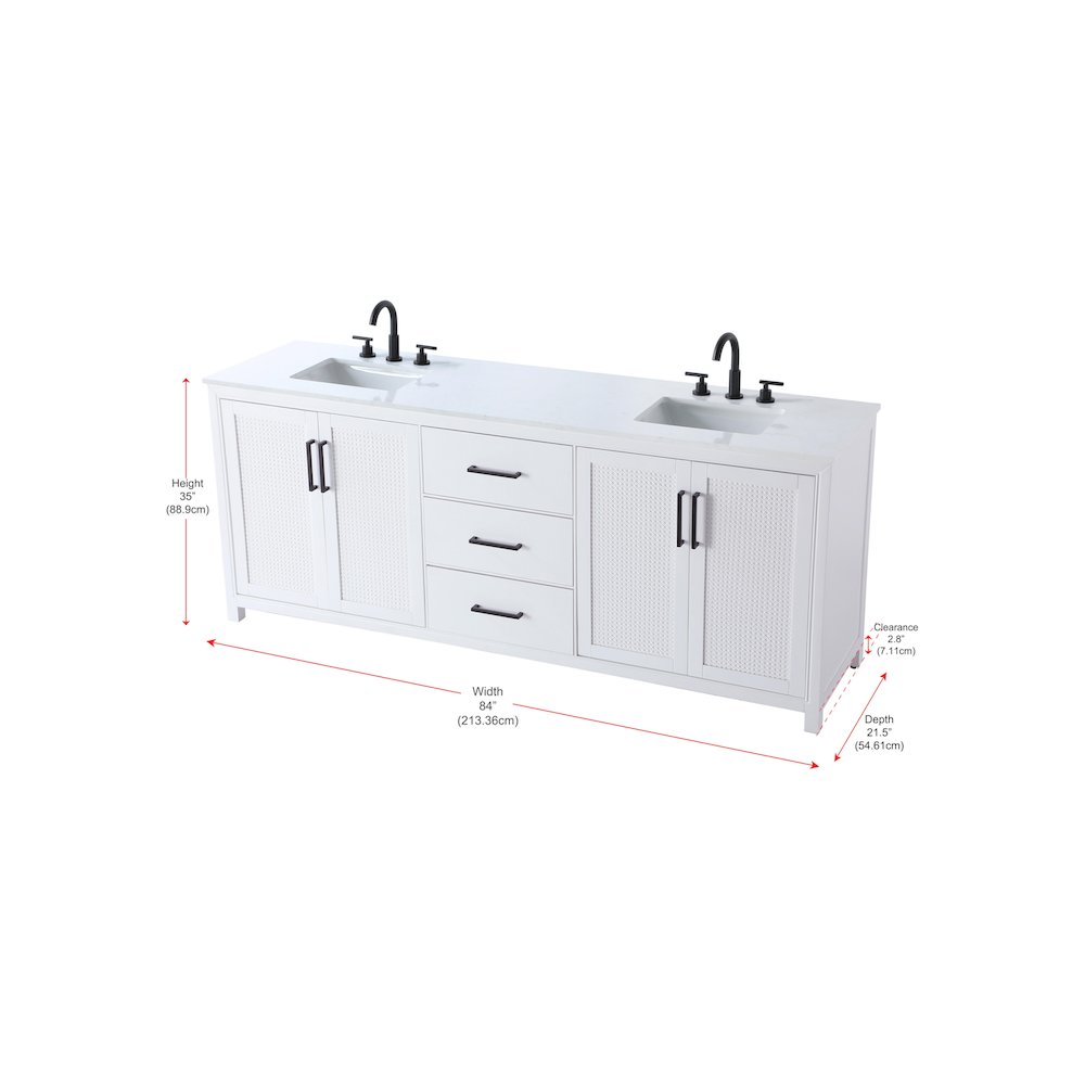 84 Inch Double Bathroom Vanity In White. Picture 13