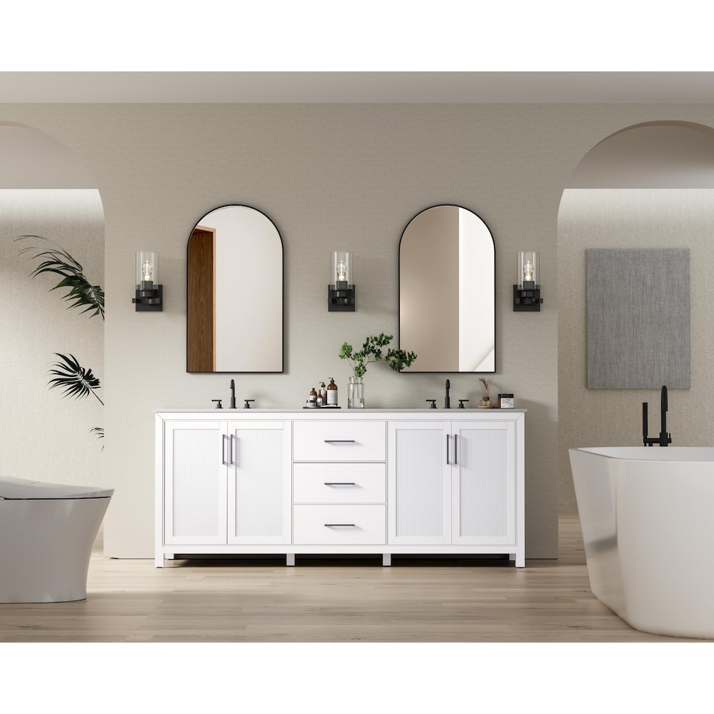 84 Inch Double Bathroom Vanity In White. Picture 4