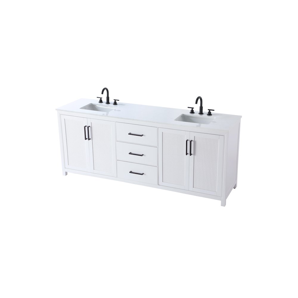 84 Inch Double Bathroom Vanity In White. Picture 6
