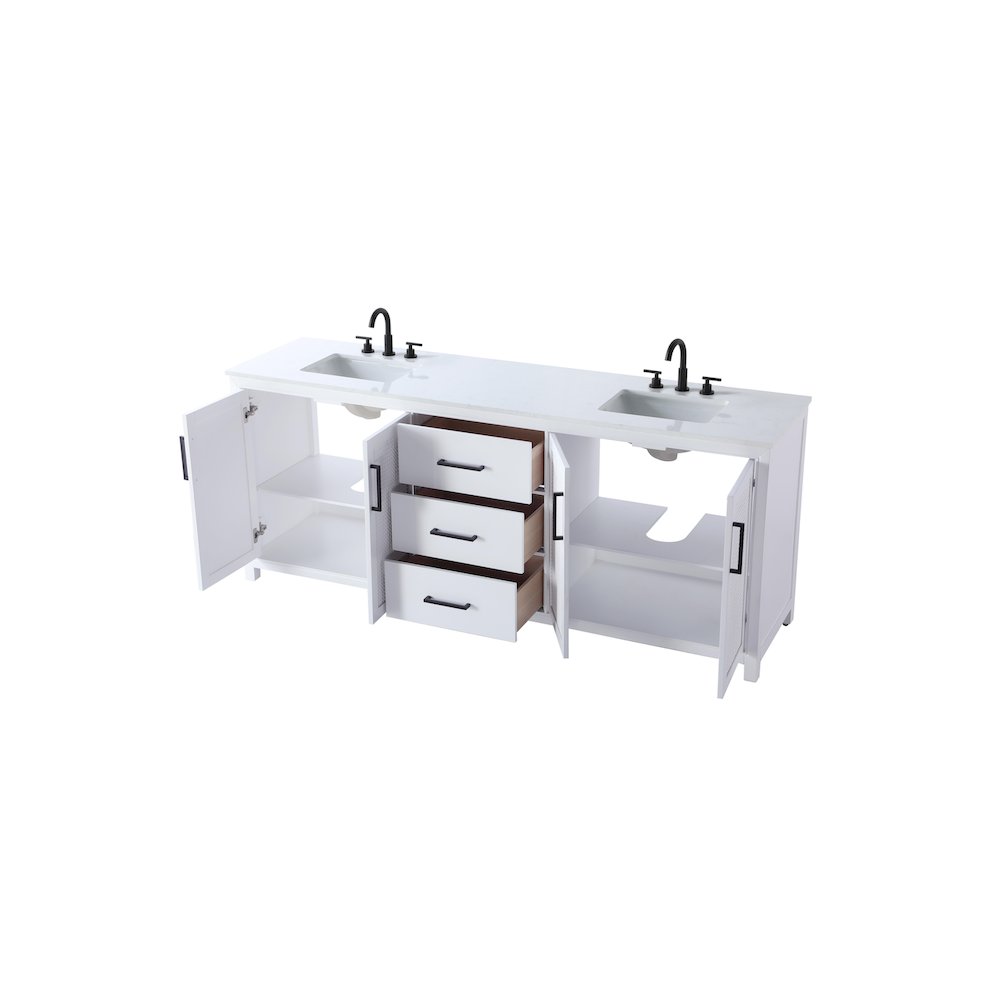 84 Inch Double Bathroom Vanity In White. Picture 7