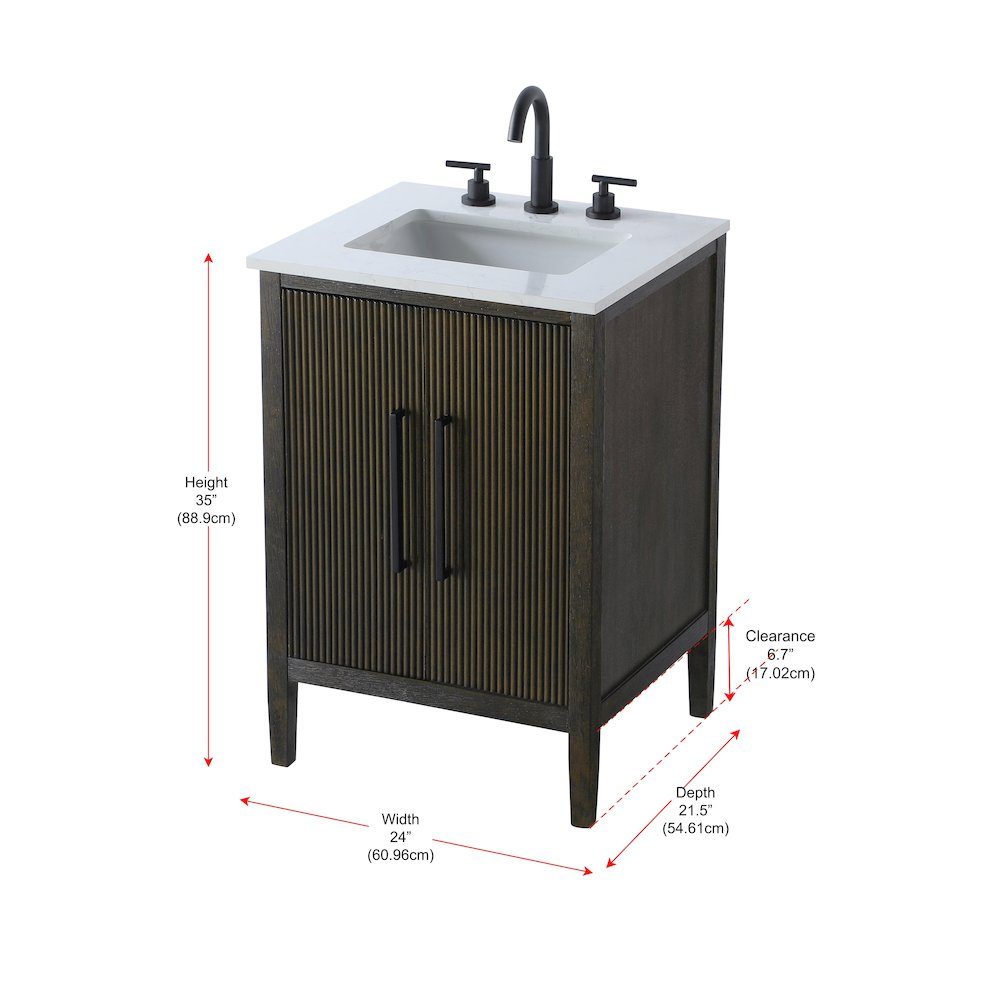 24 inch Single Bathroom Vanity in Chocolate Oak. Picture 13