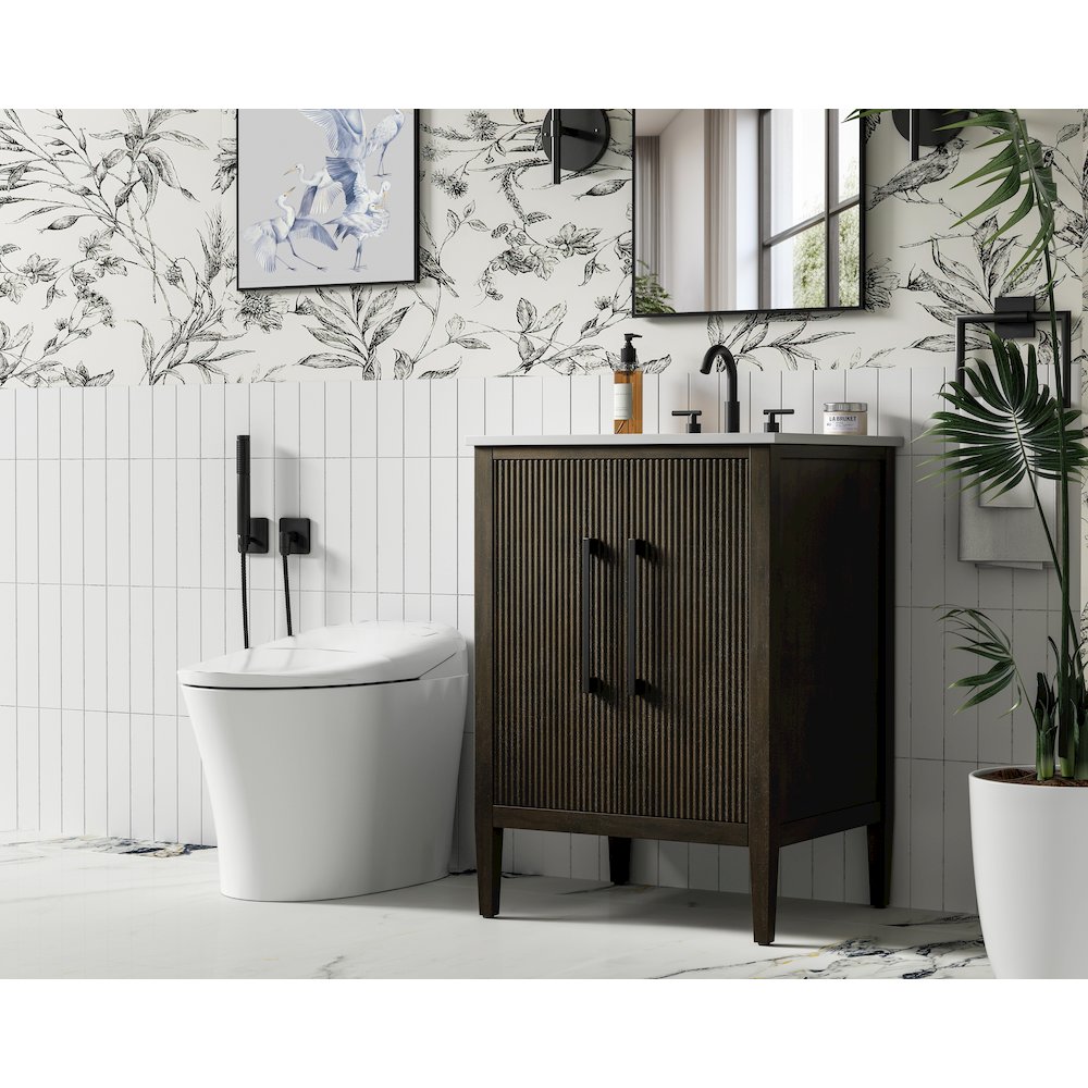 24 inch Single Bathroom Vanity in Chocolate Oak. Picture 3
