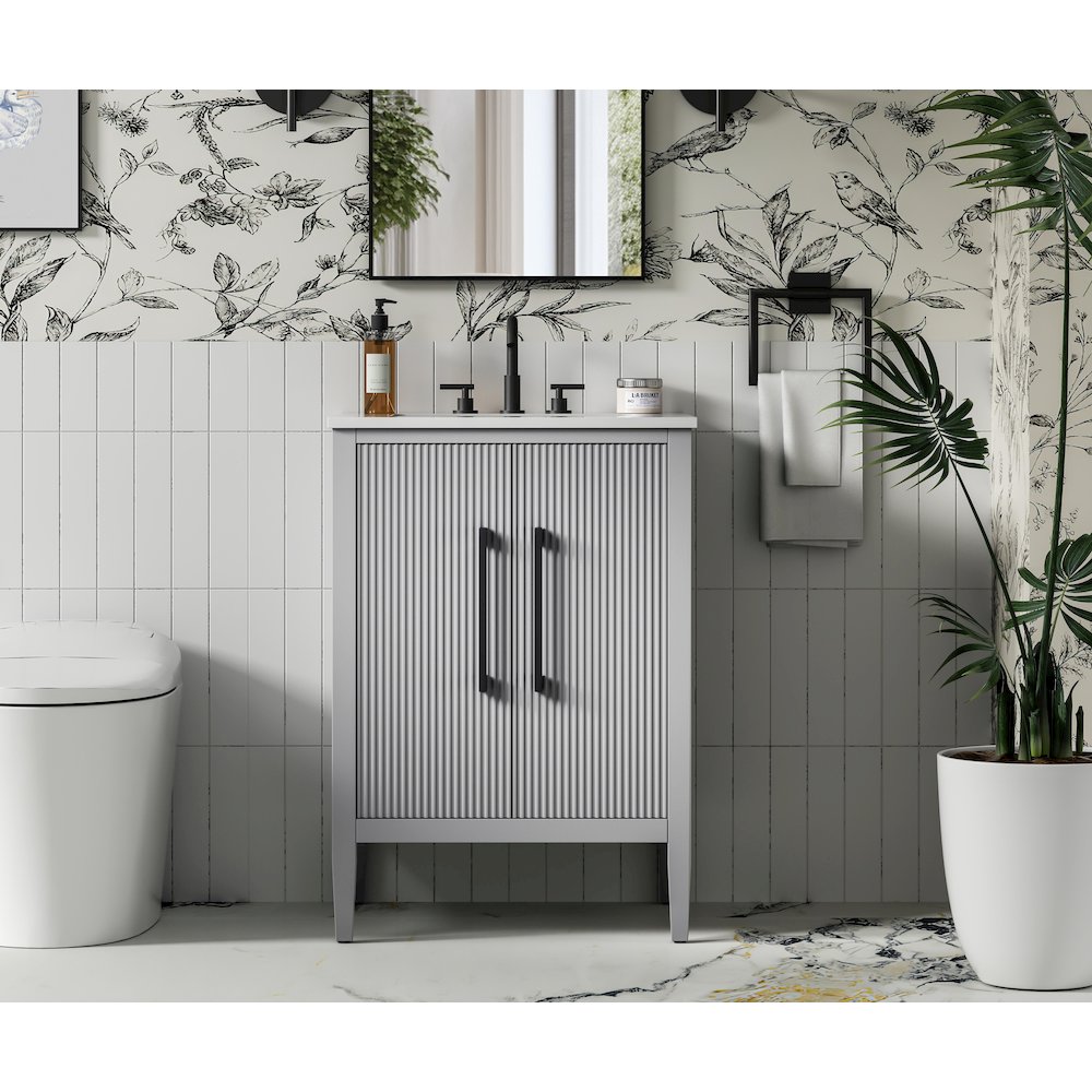 24 inch Single Bathroom Vanity in Grey. Picture 2