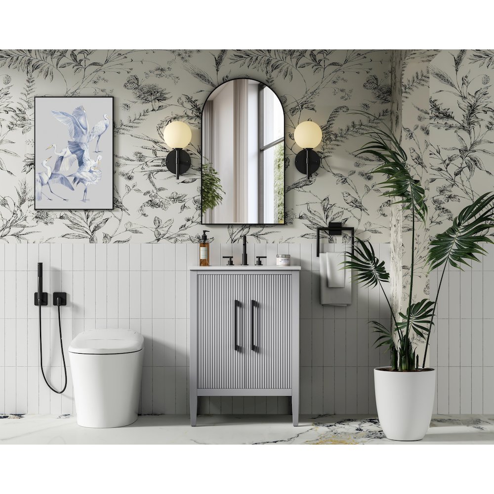 24 inch Single Bathroom Vanity in Grey. Picture 4