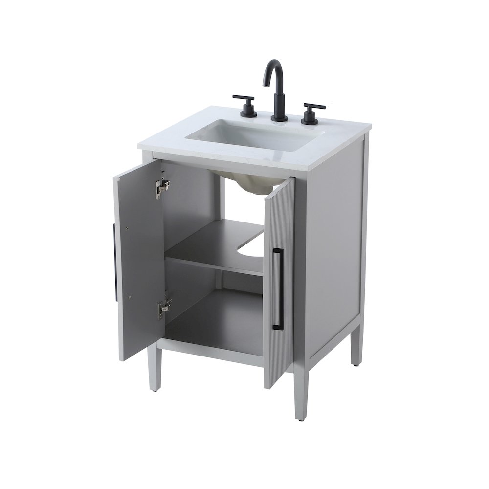 24 inch Single Bathroom Vanity in Grey. Picture 7