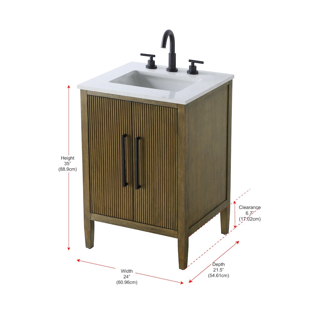 24 inch Single Bathroom Vanity in Hazel Oak. Picture 13