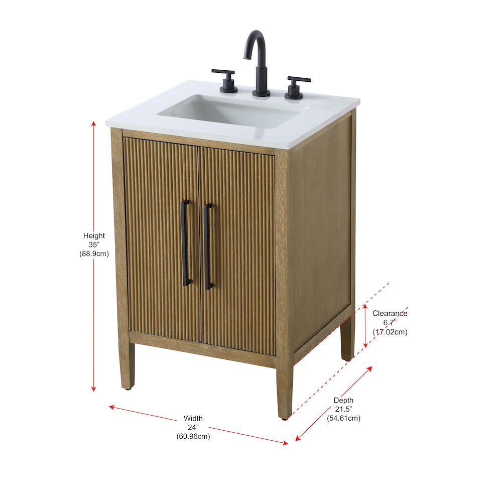 24 inch Single Bathroom Vanity in Linen Oak. Picture 13