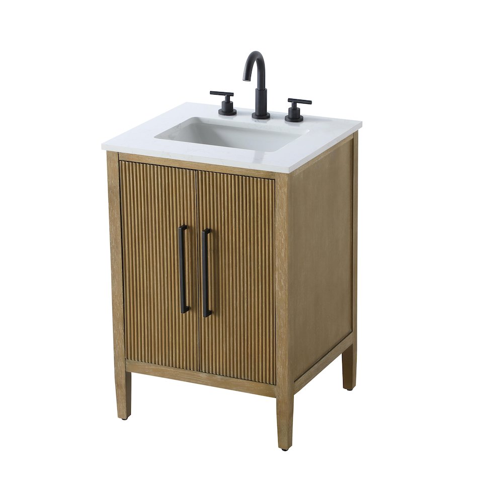 24 inch Single Bathroom Vanity in Linen Oak. Picture 6