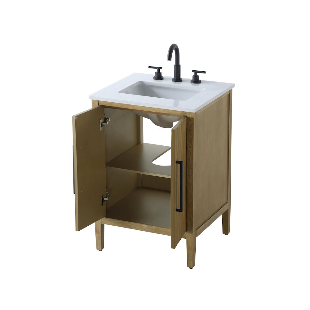 24 inch Single Bathroom Vanity in Linen Oak. Picture 7