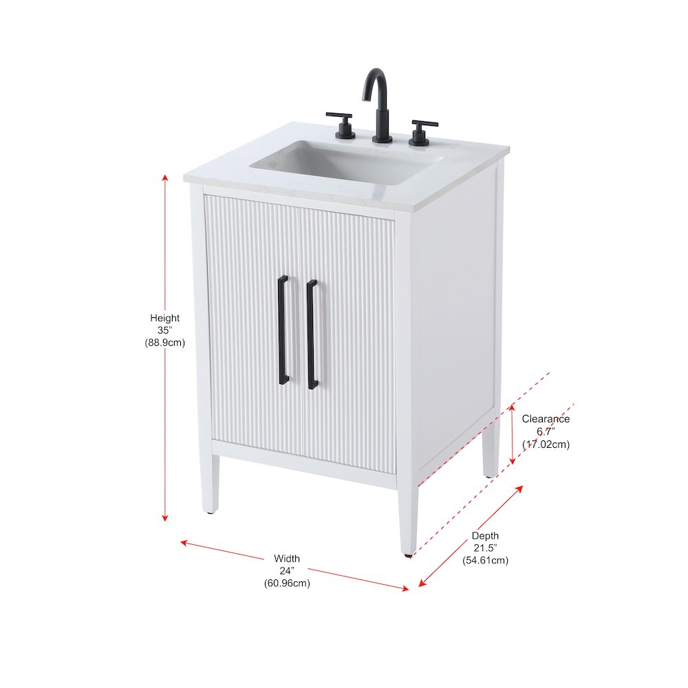 24 inch Single Bathroom Vanity in White. Picture 13