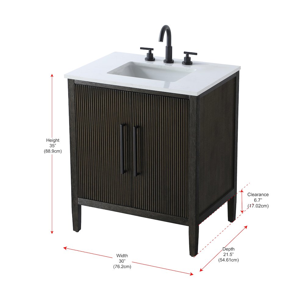 30 inch Single Bathroom Vanity in Chocolate Oak. Picture 13