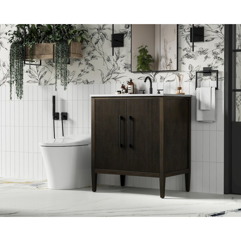30 inch Single Bathroom Vanity in Chocolate Oak. Picture 3