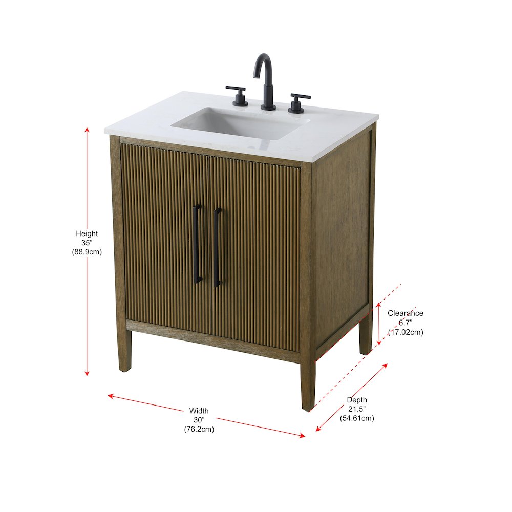 30 inch Single Bathroom Vanity in Hazel Oak. Picture 13