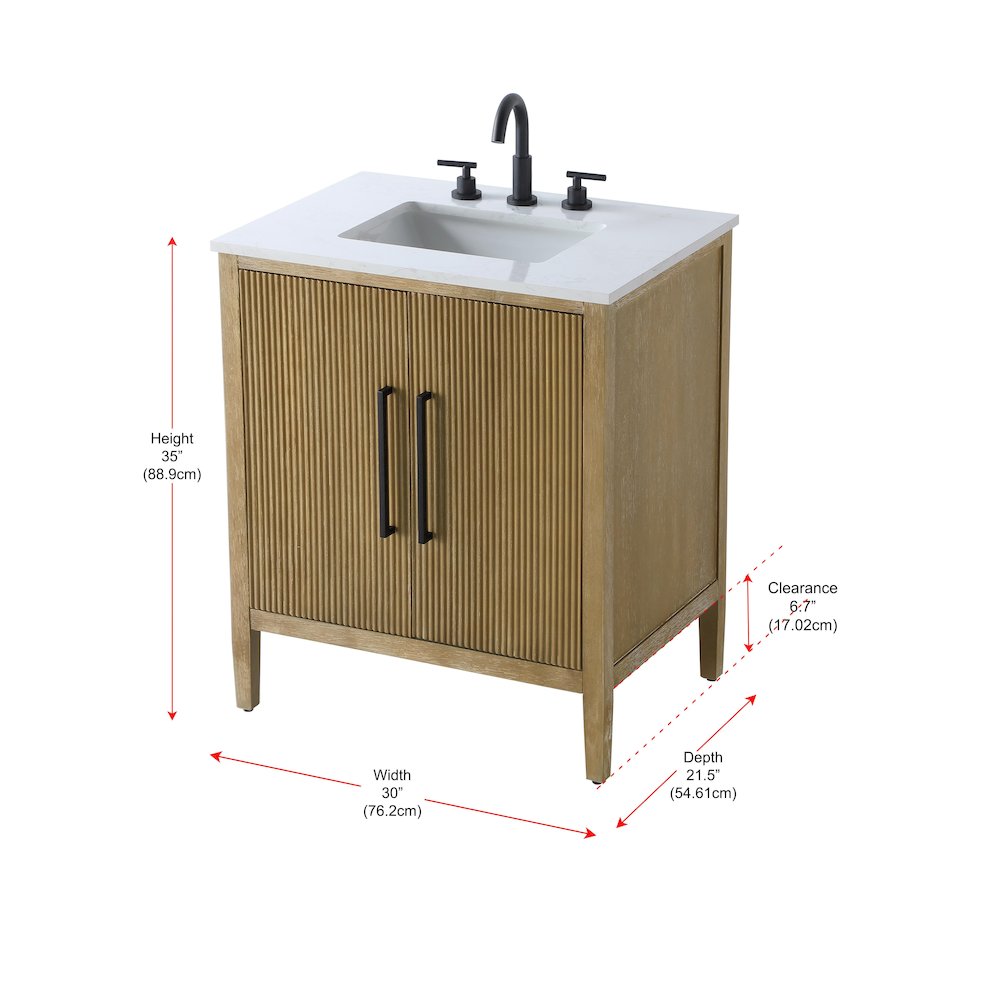 30 inch Single Bathroom Vanity in Linen Oak. Picture 13