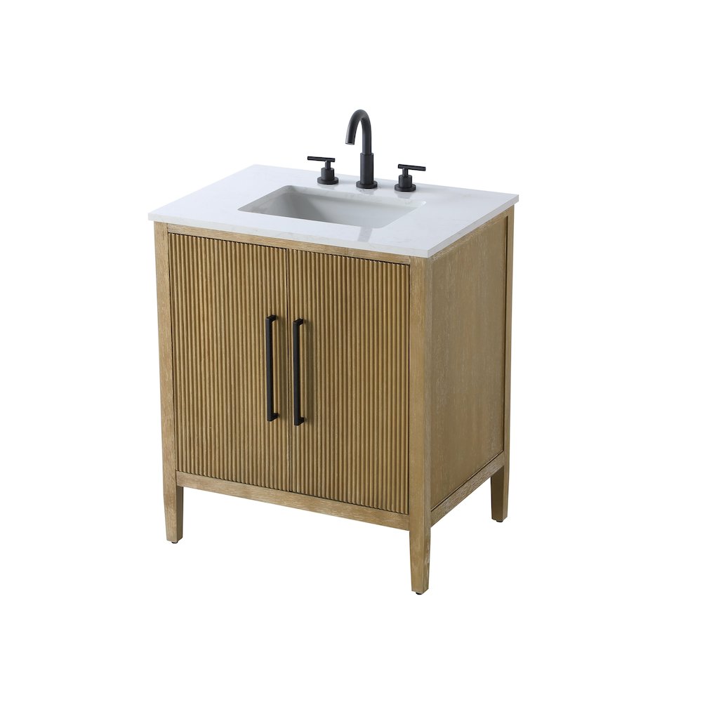 30 inch Single Bathroom Vanity in Linen Oak. Picture 6