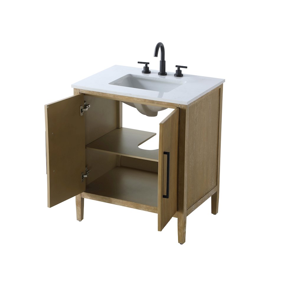 30 inch Single Bathroom Vanity in Linen Oak. Picture 7