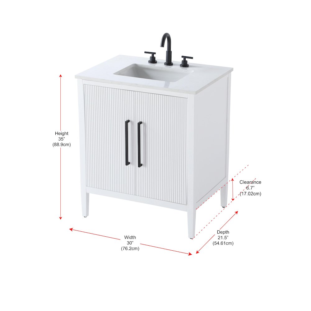 30 inch Single Bathroom Vanity in White. Picture 13